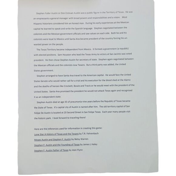 10/$25🦋 Texas Trivia Board Game - Stephen F. Austin & The Territory of Texas - Picture 15 of 16